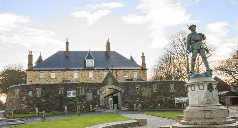 Front entrance to Cornwall's Regimental Museum and the War Memorial