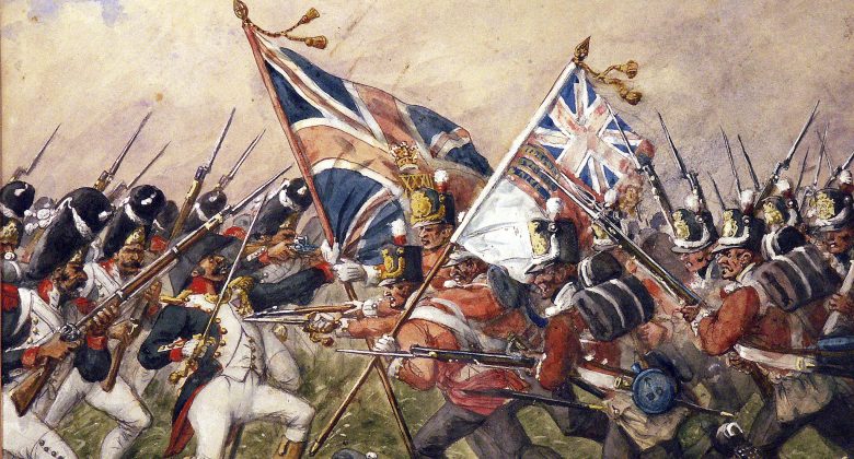 A painting showing the Battle of Waterloo